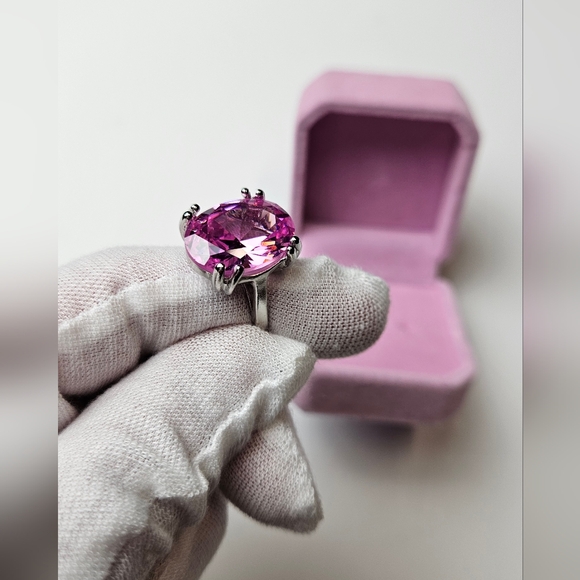 Pink Ring-Silver tone(NWOT) - Picture 5 of 8